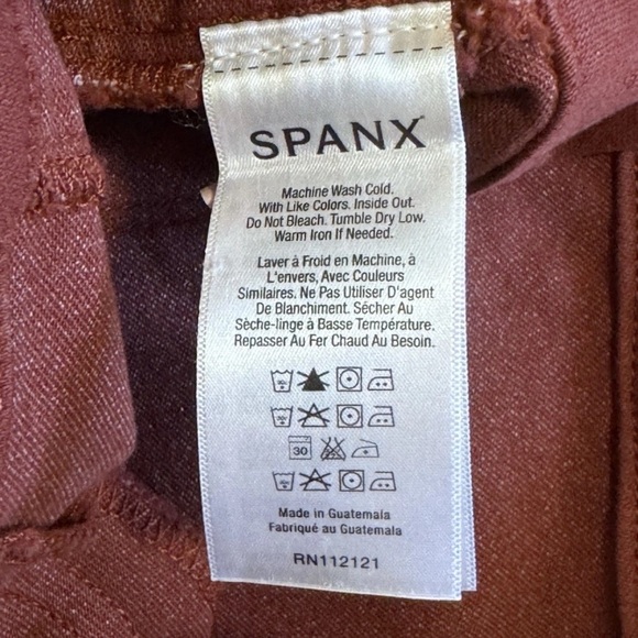 Spanx Denim Pants XL Womens Brick Red Solace Leggings High Rise Stretch Slimming - Picture 6 of 8